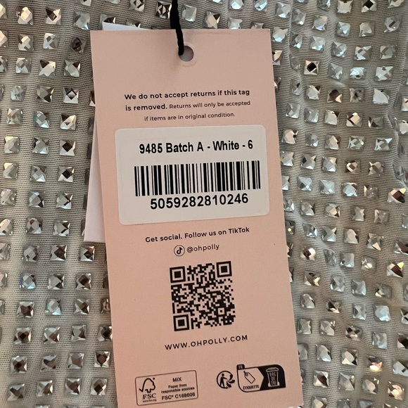 NWT NEVER WORN Oh Polly Amolika embellished halterneck mini dress in white - Picture 4 of 5